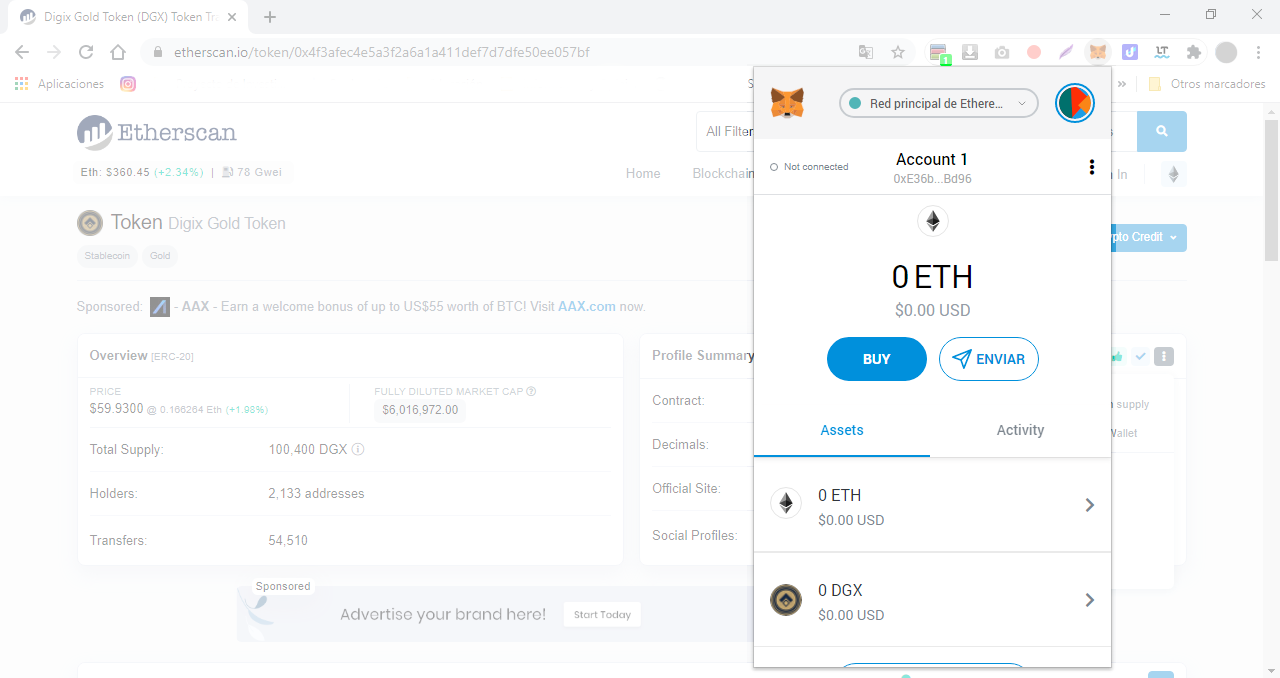 metamask adresse pour envoyer erc20 token