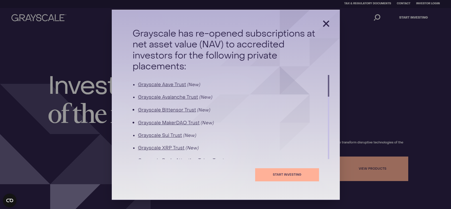 Grayscale inversiones criptográficas